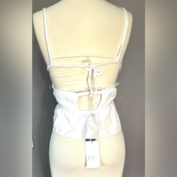 ZARA Women’s White Flowy Tank Top Size L Large, New - Picture 2 of 9